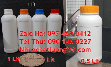 chai 1l đựng phẩm màu Chai nhựa hdpe 1 lít, Chai 500ml hdpe, Chai 1l miệng nhỏ, Chai 0.5l tròn đựng