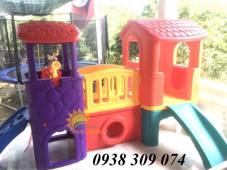 Bộ nhà leo cầu trượt 2 khối đa năng dành cho bé