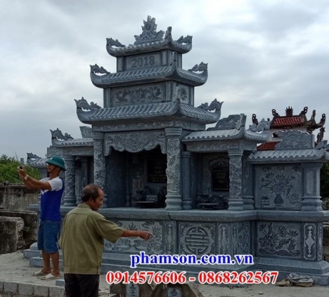 Mẫu mộ đá đôi cất giữ đựng tro hài cốt đẹp