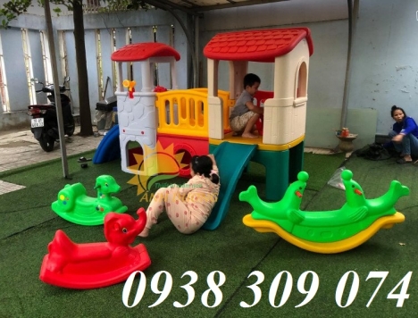 Bộ nhà leo cầu trượt 2 khối đa năng dành cho bé
