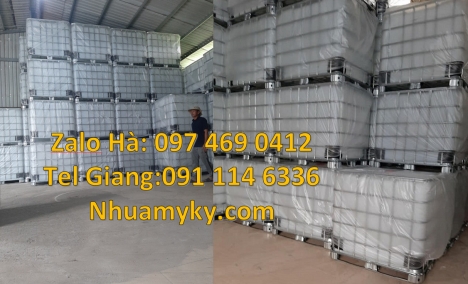 Bồn nhựa, bồn đựng hóa chất 1000 lít, Thùng nhựa trắng dung tích lớn, Tank, bồn ibc, thùng ibc 1000l