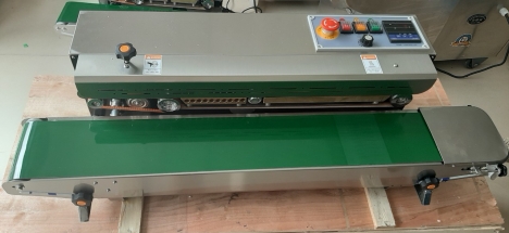 Máy hàn miệng túi PE liên tục, máy ép miệng bao PE/ túi thực phẩm, máy ép bao bì liên tục FRD1100