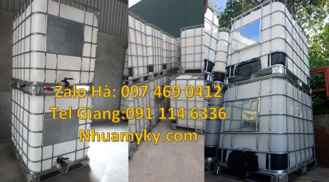 Bồn nhựa, bồn đựng hóa chất 1000 lít, Thùng nhựa trắng dung tích lớn, Tank, bồn ibc, thùng ibc 1000l