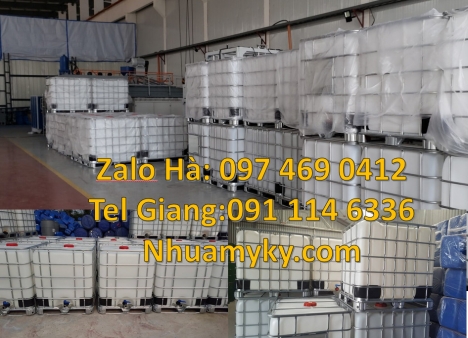 Bồn nhựa, bồn đựng hóa chất 1000 lít, Thùng nhựa trắng dung tích lớn, Tank, bồn ibc, thùng ibc 1000l