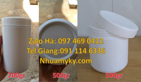 Hũ 200 g đựng phân bón, Hũ 200 g đựng muối tôm tây ninh, hũ nhựa 250 g đựng tinh bột nghệ, hũ nhựa 2