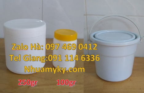 Hũ 200 g đựng phân bón, Hũ 200 g đựng muối tôm tây ninh, hũ nhựa 250 g đựng tinh bột nghệ, hũ nhựa 2