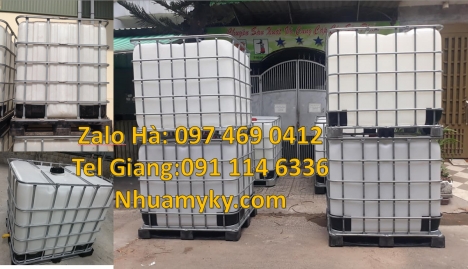 Bồn nhựa, bồn đựng hóa chất 1000 lít, Thùng nhựa trắng dung tích lớn, Tank, bồn ibc, thùng ibc 1000l