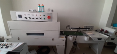 Máy căt dán và rút màng co POF, máy rút màng co hộp thực phẩm/ bánh kẹo