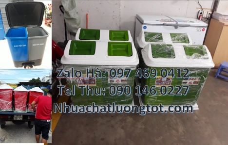 Thùng rác bập bênh, Thùng rác nhựa duy tân, thùng rác 3 ngăn, thùng rác 60 lít 120 lít, sọt rác 240l