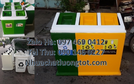 Thùng rác bập bênh, Thùng rác nhựa duy tân, thùng rác 3 ngăn, thùng rác 60 lít 120 lít, sọt rác 240l