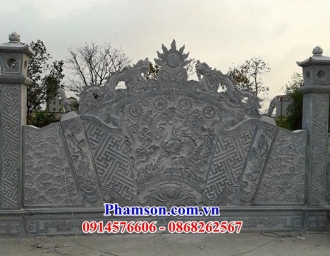 Mẫu cuốn thư đá bức bình phong đá đẹp