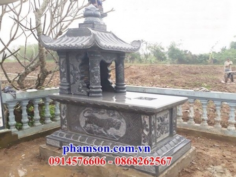 xây mẫu mộ đơn giản một mái bằng đá khối đẹp