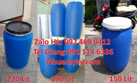 Phuy nhựa đựng axit, Giá bán thùng phi nhựa 220l, Thùng phi 120l đựng phân bón, Thùng