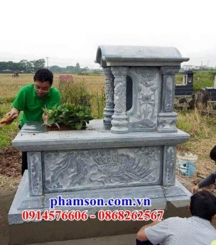 xây mẫu mộ đơn giản một mái bằng đá khối đẹp