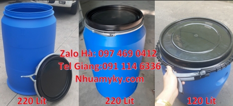 Phuy nhựa đựng axit, Giá bán thùng phi nhựa 220l, Thùng phi 120l đựng phân bón, Thùng