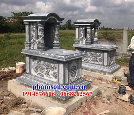 xây mẫu mộ đơn giản một mái bằng đá khối đẹp