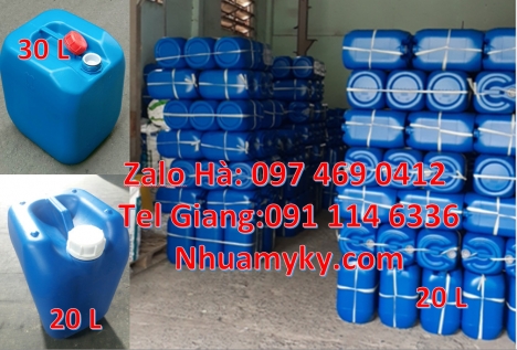 Can 20l đựng axit, can 25l đựng tinh dầu, can 30l đựng thuốc thú y, can hdpe Can 30l vuông xanh, can