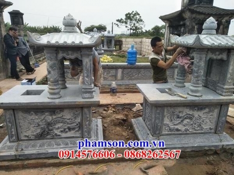 xây mẫu mộ đơn giản một mái bằng đá khối đẹp