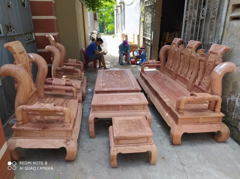 Bộ bàn ghế tần thủy hoàng tay 12 gỗ hương đá