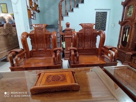 Bộ bàn ghế tần thủy hoàng tay 12 gỗ hương đá