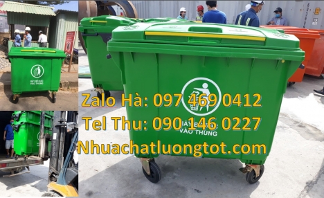 Mua xe thu gom rác 660l 1000l ở đâu có giá tốt nhất, Xe thu gom rác 660 lít 3 bánh hơi, Xe thu gom r