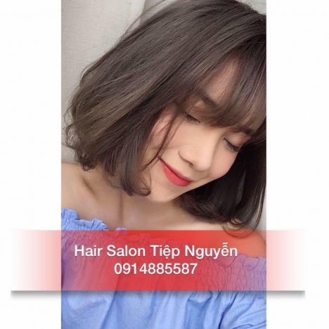 Tóc bob layer xoăn nhẹ nhàng cho nàng cá tính, nhuộm tóc nâu trà sữa - Tiệp Nguyễn Hải Salon