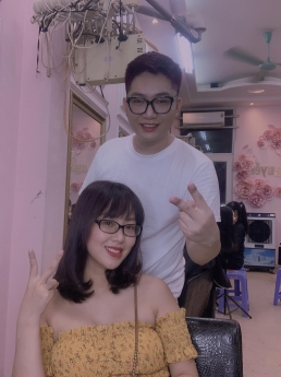 Tóc bob layer xoăn nhẹ nhàng cho nàng cá tính, nhuộm tóc nâu trà sữa - Tiệp Nguyễn Hải Salon