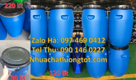 Phuy nhựa 150 lít nắp mở, Phuy nhựa đựng hóa chất, Thùng phuy nhựa 120 lít, thùng phuy 220 lít, Bán
