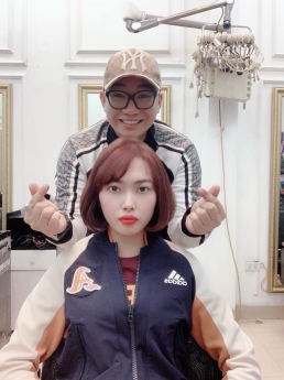 Tóc bob layer xoăn nhẹ nhàng cho nàng cá tính, nhuộm tóc nâu trà sữa - Tiệp Nguyễn Hải Salon