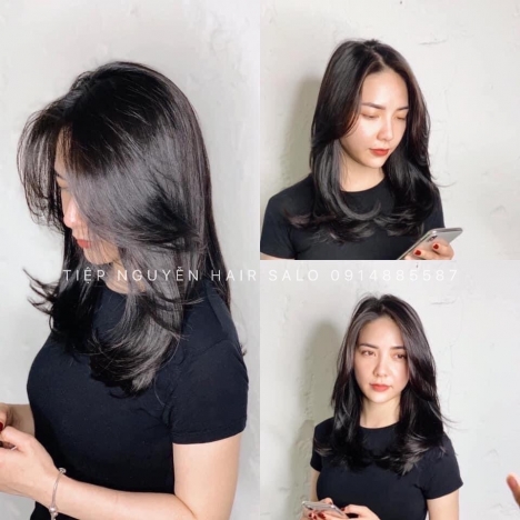 Tóc bob xoăn sóng, tóc tỉa layer ngang vai cho mái dài - Tiệp Nguyễn Hair Salon
