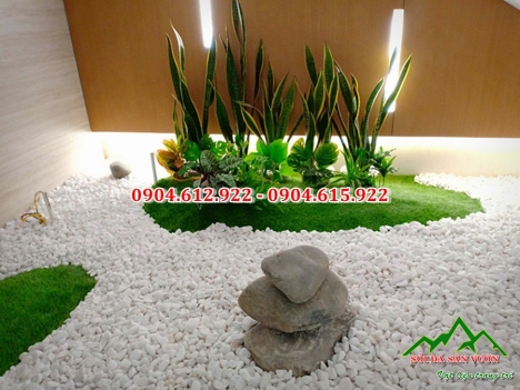 Sỏi trắng quay trang trí sân vườn tiểu cảnh - Địa chỉ bán sỏi trắng quay tại Hà Nội