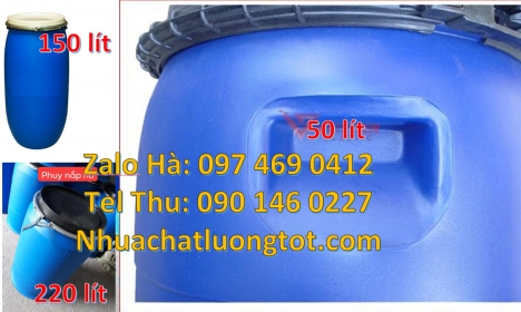 Phuy nhựa 150 lít nắp mở, Phuy nhựa đựng hóa chất, Thùng phuy nhựa 120 lít, thùng phuy 220 lít, Bán