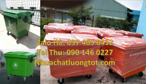 Mua xe thu gom rác 660l 1000l ở đâu có giá tốt nhất, Xe thu gom rác 660 lít 3 bánh hơi, Xe thu gom r