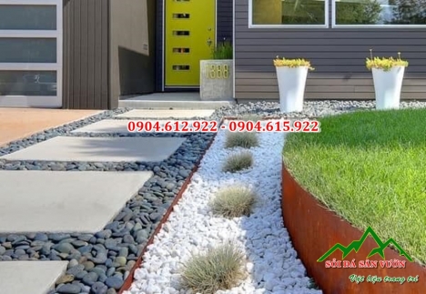 Sỏi trắng quay trang trí sân vườn tiểu cảnh - Địa chỉ bán sỏi trắng quay tại Hà Nội