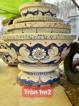 Cơ sở chậu hoa Thế Sơn - chậu hoa dán sành sứ - chậu khảm sành - cẩn miễng