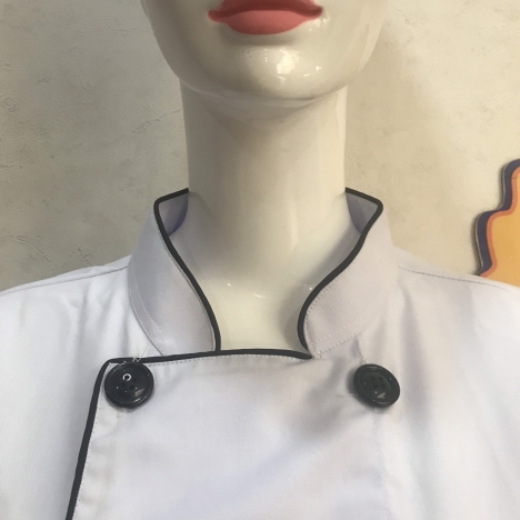 Áo bếp tay ngắn viền đen
