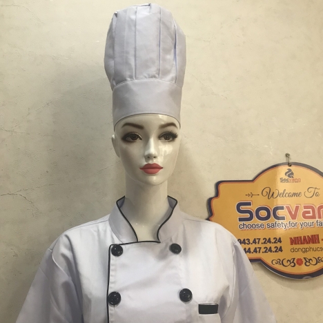 Áo bếp tay ngắn viền đen