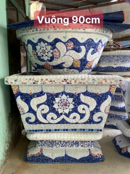 Cơ sở chậu hoa Thế Sơn - chậu hoa dán sành sứ - chậu khảm sành - cẩn miễng