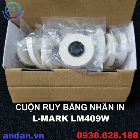 Băng nhãn in LM409W L-MARK dùng cho máy LK-320 màu Trắng 9mmx8m