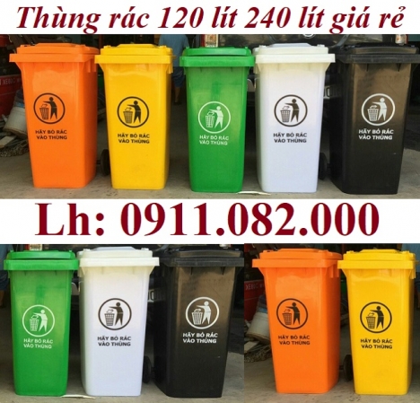 Sỉ thùng rác 120L 240L 660L giá rẻ tại quận 7, quận 8, quận 9- thùng rác nắp kín- lh 0911082000