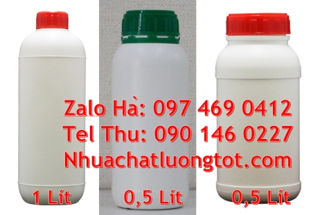 Chai 50nl nắp vặn, chai 500m chia vạch, Chai 30ml hdpe, chai 100ml đựng nông dược, Chai 500ml miệng