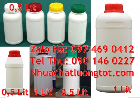 Chai 50nl nắp vặn, chai 500m chia vạch, Chai 30ml hdpe, chai 100ml đựng nông dược, Chai 500ml miệng