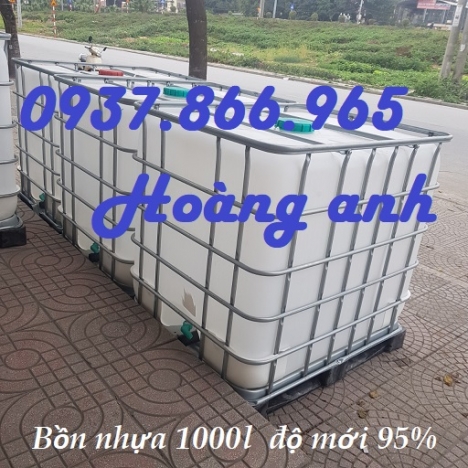Bán bồn nhựa nuôi cá, bồn nhựa 1000l cũ, thùng nhựa 1000l vuông, thùng đựng hóa chất 1000l