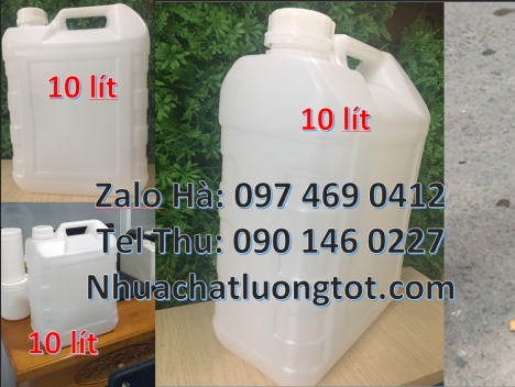Can 1l vuông, Can 2l tròn, can 4l vòi nhấn đựng nước rửa chén, can 5l trong đựng dầu tràm, Can 10l d