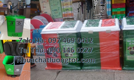 Thùng rác nhựa duy tân, thùng rác 120l 240l, Thùng rác 2 ngăn nắp lật, Thùng rác 3 ngăn bập bênh Thù