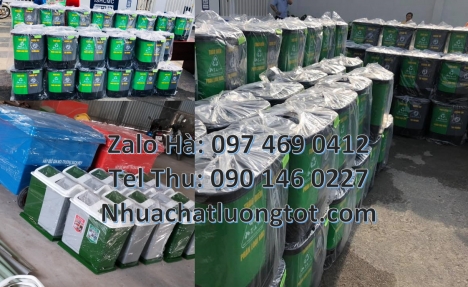 Thùng rác nhựa duy tân, thùng rác 120l 240l, Thùng rác 2 ngăn nắp lật, Thùng rác 3 ngăn bập bênh Thù