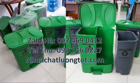 Thùng rác nhựa duy tân, thùng rác 120l 240l, Thùng rác 2 ngăn nắp lật, Thùng rác 3 ngăn bập bênh Thù