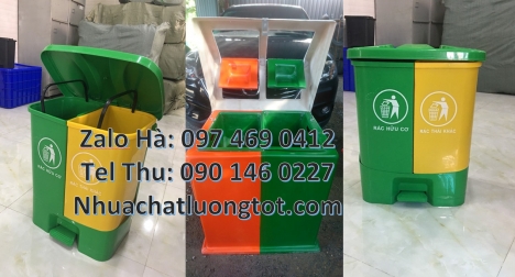 Thùng rác nhựa duy tân, thùng rác 120l 240l, Thùng rác 2 ngăn nắp lật, Thùng rác 3 ngăn bập bênh Thù