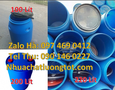 Thùng phi 120 lít mới 100%, Thùng phi Phuy nhựa giá rẻ, Thùng phuy nhựa 150 lít nắp mở, Thùng phuy n