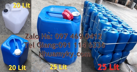 can 20l vuông xanh, can 25l xanh, Bán Can 20 lít đựng hóa chất, can 20l giá rẻ, can 25l trắng, ca